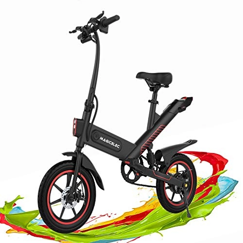 Vélos électriques : vélo électrique adulte, Moteur 350w, éclairage LED, Vitesse maximale 25 km / h, Pneus 14 Pouces, Conduite Longue Distance 60 km, 3 Modes de Travail, Amortisseur Central, Lndice d'étanchéité IP54, Selle Réglable