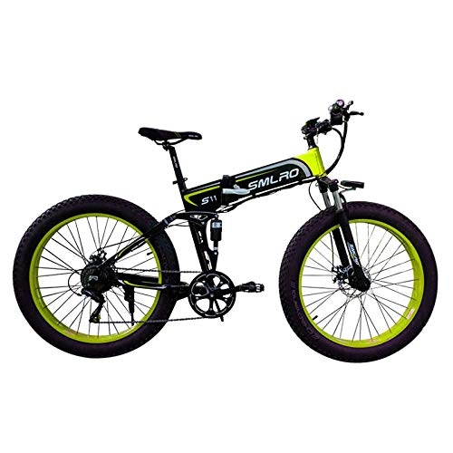 Vélos électriques : Vélo électrique Batterie au Lithium 500W 13AH, Gros Pneu 4.0, vélo de Montagne Pliant de 26 Pouces, amortisseurs Avant et arrière-500W 13AH Vert