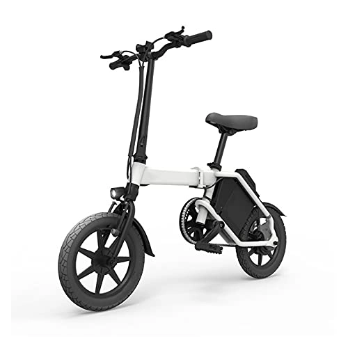 Vélos électriques : Vélo électrique Bicycle électrique de 14 Pouces 4 8V20AH Batterie au Lithium 300W Pilote de Roue arrière Mini Mini PLIENT Vélo électrique Ville Ebike 20km / h par paritaire (Color : White)