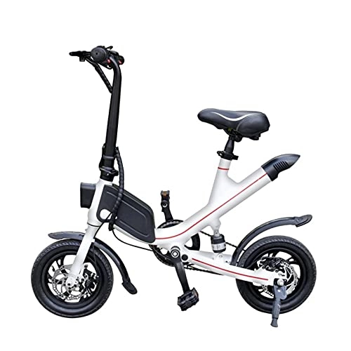 Vélos électriques : Vélo électrique Bicyclette électrique de 36V 7, 8Ah 12 Pouces de Lithium 350W Deux Roues par paritaire (Color : White)