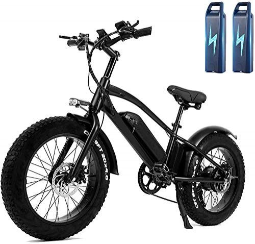 Vélos électriques : Vélo électrique de Montagne pour Adulte Ebike 750W vélos de Ville Noir avec 2 Batteries Professionnel 7 Vitesses Jusqu'à 45 Km / h Portée 120 Km - Vélo à Pneus Larges pour Plage Voyage Trajet