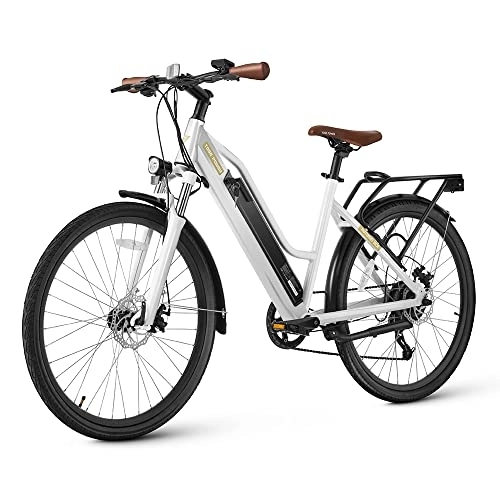 Vélos électriques : Vélo électrique de ville de 27, 5" avec Shimano 7 vitesses, écran LCD, moteur arrière 250 W, batterie 36 V 13 Ah