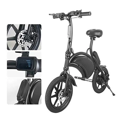 Vélos électriques : Vélo électrique léger 350W électrique Pliable d'assistance à la pédale avec Batterie 7, 5Ah, 14 Pouces, pour Adolescent et Adultes Noir
