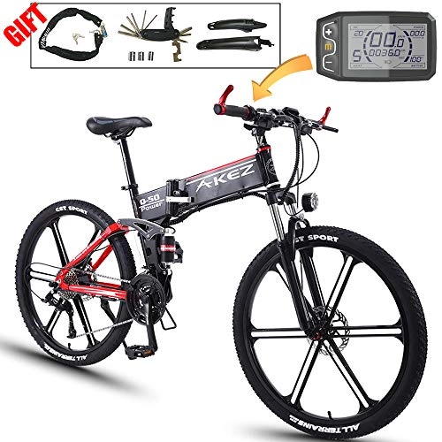 Vélos électriques : Vélo électrique, mit Batterie de 36V 8Ah et Frein à Disque des Deux, vélo électrique Pliable Cadre en Alliage d'aluminium, Endurance jusqu'à 70km