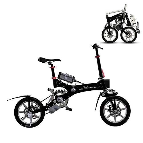 Vélos électriques : Vélo électrique Pliable 14 Pouces Tout Alliage D'aluminium Vélo électrique Portable Adulte avec Batterie Au Lithium 36v5A Vie électrique Pure 20-30 Km