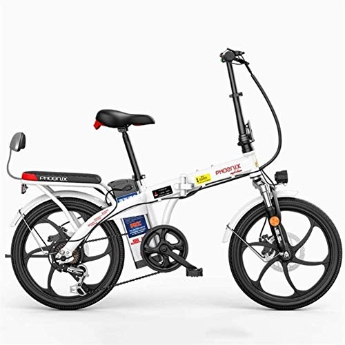 Vélos électriques : Vélo électrique Pliable Adulte 20 pouces électrique pliant VTT for adultes avec amovible 48V Lithium-ion rechargeable E-Bike 250W puissant moteur 7 Vitesse Shifter Vélos électriques ( Color : White )