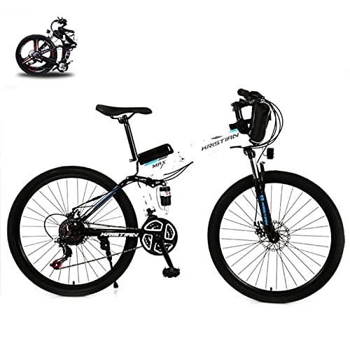 Vélos électriques : Vélo électrique pliable de 26" - Vélo électrique pliable de 350 W - Batterie amovible de 36 V / 10, 4 Ah - Convient pour différents terrains (roue à rayons blancs).