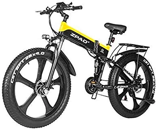 Vélos électriques : Vélo électrique Pliable, Vélo de neige électrique, adultes 48V 1000W vélo électrique Vélo de montagne électrique 26inch TIRE FAT TIRE E-Bike 21 Vitesse de transmission Beach Cruiser Mens Sports Sports