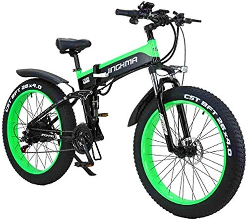 Vélos électriques : Vélo électrique Pliable, Vélo de neige électrique, vélo électrique de 26 pouces pliable 500w48v10ah Lithium Batter batterie Vélo de montagne à 21 vélos hors route Bike 4.0 Big Pneus Batteries pour adu