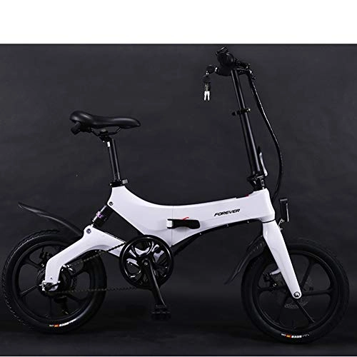 Vélos électriques : Vélo électrique Pliant 16" Montagne E-Bike 36V350W8AH Cadre en Alliage D'aluminium Vélo Pliable pour Adulte Femme / Homme, Blanc, 70km