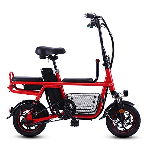 Vélos électriques : Vélo électrique Pliant Mini Batterie Au Lithium Adulte Voiture électrique Aide Parent-Enfant Petite Batterie De Voiture 60-80KM Vie De La Batterie 16AH Red 120CM*113CM*76CM
