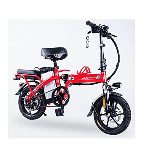 Vélos électriques : Vélo électrique Pliant Mini Scooter pour Conduite Humaine Le vélo électrique à Assistance électrique de 14 Pouces Peut Mettre l'écran LCD du Coffre Charge (Color:Red, Size:100km)