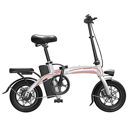 Vélos électriques : Vélo électrique pliant - Portable et facile à ranger Batterie au lithium-ion et moteur silencieux Vélos électriques Vélos électriques avec freins à disque à affichage de vitesse LCD, Blanc, 50to100KM
