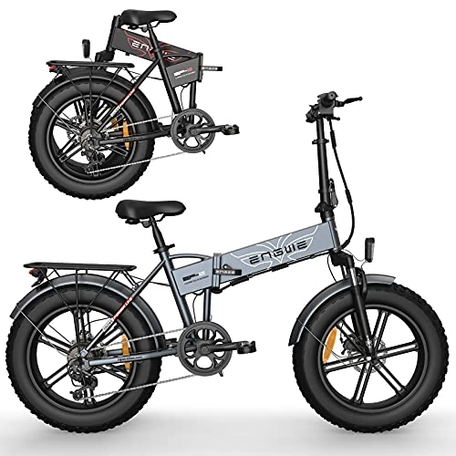 Vélos électriques : Vélo électrique Pliant pour Adulte, Vélo électrique Gros Pneus avec Moteur 750W, Batterie Amovible 48V / 12, 5Ah, Neige, Hybride électrique de Montagne, 7 Vitesses, C / Gray