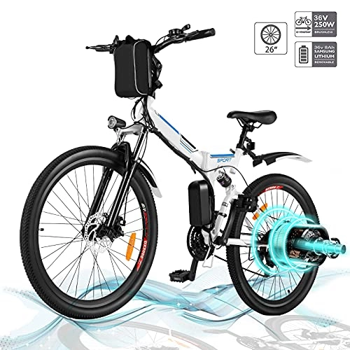 Vélos électriques : Vélo électrique Pliant, vélo de Montagne à Batterie au Lithium 36V 250W 8A, vélo électrique de Grande capacité de 26 Pouces avec Batterie au Lithium et Chargeur, Volant à 7 Modes, 22-30 km / h