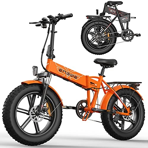 Vélos électriques : Vélo électrique pour Adultes, 20 '' 4, 0 Gros Pneus Pliants électriques avec Moteur 750W et Batterie Amovible 48V / 12, 8Ah, Vélos électriques de Montagne / Ville / Plage / Neige, A / Orange