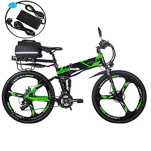 Vélos électriques : Vélo électrique Rich BIT RT860 36V 12.8A Batterie Li-Batterie Vélo VTT E Bike 26" Shimano 21 Speed Vélo intelligente, vert