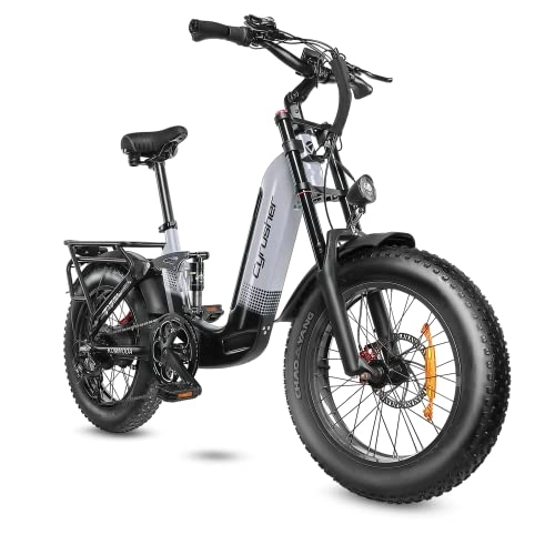Vélos électriques : Vélo électrique Tout-Terrain en Aluminium de 20 Pouces, KOMMODA Ebike 250W 48V14Ah, Suspension intégrale, Freins à Disque de 180 mm, Shimano 7 Vitesses, pour Hommes et Femmes (Gris)