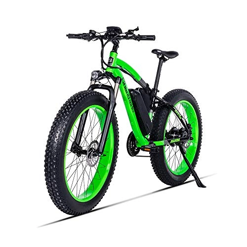 Vélos électriques : Vélo électrique, Vélo de Montagne 1000W 48V 17AH Batterie au Lithium 26 Pouces Grand Pneu Frein à Disque Intelligent à 21 Vitesses (Vert)