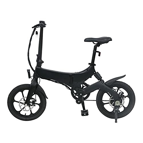 Vélos électriques : Vélo électrique Vélo électrique Pliant Portable vélo 16inch Pneu 25km / h 5 0 KM Freins à Double Disque à vélo de vélo extérieur Intelligent par paritaire (Color : Black)