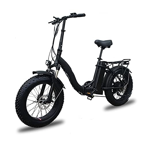 Vélos électriques : Vélo électrique Vélos électriques pour Adultes 20"Pliant Portable Portable Aide Fat ti-re Vélo électrique 750W Moteur d'alimentation 48V Batterie Amovible par paritaire (Color : Black)
