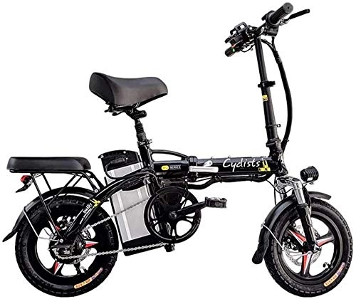 Vélos électriques : Vélo électrique, Vélos électriques rapides for adultes Vélos portable pliable amovible lithium 48V 400W Adultes Double Shock Absorber vélos avec 14 pouces pneus de frein à disque et suspension pleine
