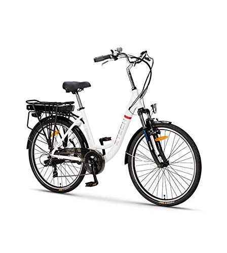 Vélos électriques : Vélo électrique ZT-34 Verona 25 km / h, Vélo de Ville, Aide à la pedale (Blanc)