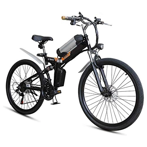 Vélos électriques : Vélo électrique, électrique Pliant VTT, 26 * 4Inch Bikes Fat Tire 7 Vitesses eBikes pour Adultes avec LED Light Front Double Frein à Disque Hybride vélo 36V / 8AH, Noir
