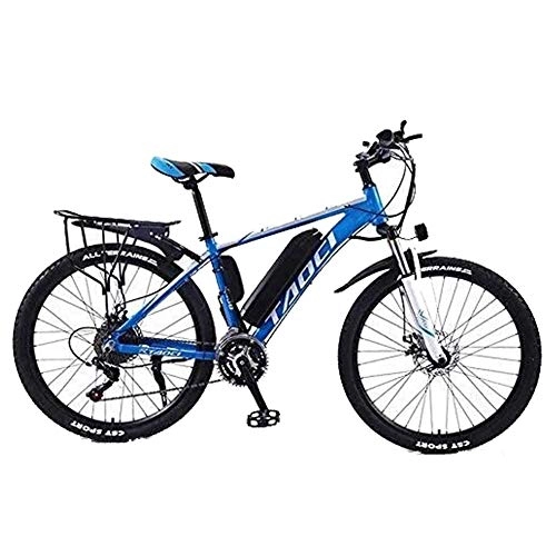 Vélos électriques : Vélo électrique électrique VTT for adultes en alliage d'aluminium Vélos Tout Terrain 26" 36V 350W 13Ah amovible au lithium-ion intelligent Montagne Ebike for Hommes ( Color : Blue , Size : 10AH / 65km )