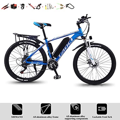 Vélos électriques : Vélos Électriques pour Adultes 360W en Alliage D'aluminium Ebike Vélos Amovible 350W, 13AH, 8AH Batterie Lithium-ION 36V, Vélo De Ville Vélo Électrique VTT E-Bike avec Micronew 27 Vitesses, Bleu