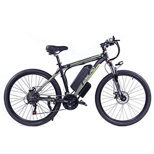 Vélos électriques : Vélos Électriques Pour Adultes, Les Vélos De Montagne Intelligents Peuvent Déplacer Une Batterie Lithium-Ion Grande Capacité 48V / 10Ah Vélo Électrique De Banlieue Alliage D'aluminium 360W, Black green