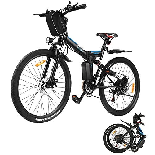 Vélos électriques : Vélos Électriques, VTT Électriques pour Adultes avec 250W Moteur, Vélo Électrique Pliant de Banlieue avec Batterie 36V / 8Ah Amovible / Engrenages 21 Vitesses