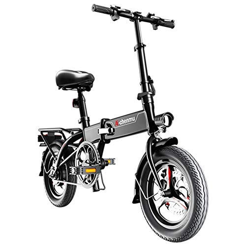 Vélos électriques : Vélos électriques En Alliage De Magnésium Léger Pliable Portable Facile à Ranger Batterie Au Lithium-ion Pour Vélo électrique 36V Avec Pédales Assistance électrique Roues De 14Pouces, Black-60to80KM