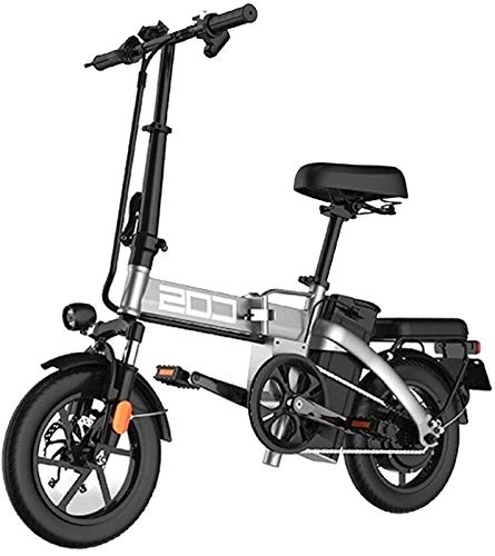 Vélos électriques : Vélos électriques, Pliant ebike, 350W Aluminium vélo électrique avec pédale pour, 14" vélo électrique 48V / 18.8AH Lithium-ION, Bicyclette (Color : Silver, Size : Range:60km)