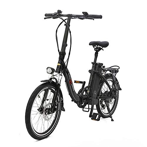 Vélos électriques : Vélos électriques pliants 20? Pliable avec Batterie Amovible 36V 10, 4AH Vélo Ville E-Bike Adulte, Moteur 250W, Shimano 7 Vitesses Réglable 25 Km / h pour Adulte Unisexe