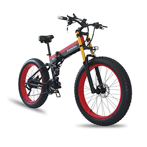Vélos électriques : Vélos électriques pliants, 26"E-Bike Transmission à 7 vitesses Batterie au lithium-ion amovible 48 V 10.4 Mah, capacité de charge de 150 kg VTT