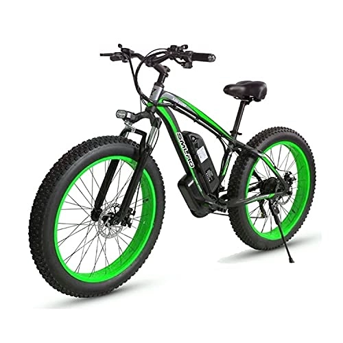 Vélos électriques : Vélos électriques Pour Adultes, 4, 0 Vélos De Vélo De Pneu Gras / 350w 48v De Vélos électriques De Super Puissance Avec Batterie De Lithium Amovible Et Chargeur De Batterie Et Trois Mo(Color:Vert noir)