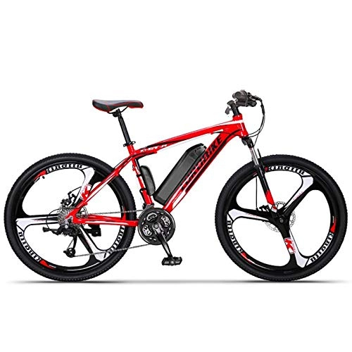 Vélos électriques : VéLos éLectriques Pour Adultes VéLo De Montagne E De 26" 250W 36V 8Ah Batterie Au Lithium Amovible 27-Vitesses VéLo éLectrique LéGer De Ville Avec 3 Modes De Conduite, Rouge, 14Ah(Electric 60KM)