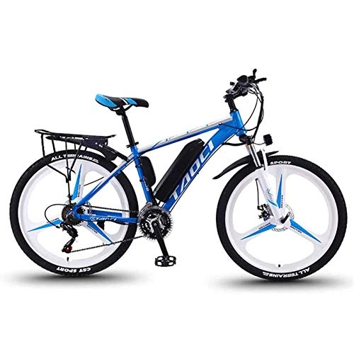 Vélos électriques : Vélos électriques pour adultes, vélos électriques en alliage magnésium, vélos tout terrain, 26 "36V 350W batterie lithium-ion amovible Mountain Ebike, pour les voyages à vélo en plein air, Bleu, 13Ah