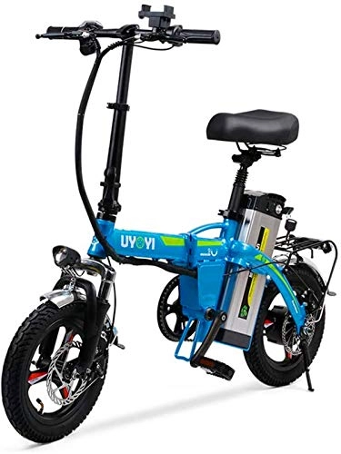 Vélos électriques : Vélos électriques, Électrique pliant vélo, vélo pliable avec LED avant Lumière et l'écran LCD, hauteur réglable Portable 3 Modes de conduite et double disque de frein , Bicyclette ( Color : Blue )