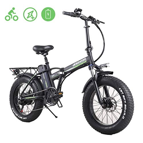 Vélos électriques : WANG Vélo Pliant 500W 48V 15Ah Gros Pneu vélo électrique, vélo électrique Pliant de Plage de Neige, lumière de vélo LED, Fourche à Suspension et équipement Shimano