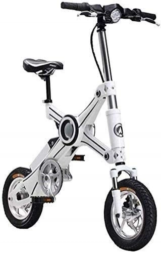 Vélos électriques : WANGCAI Ultra LightElectric vélo, Cadre en Alliage d'aluminium léger Pliant Ville vélo Batterie au Lithium Cyclomoteur à Deux Roues Mini pédales électriques Voiture Plein air (Color : White)