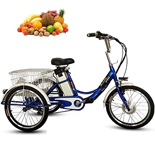 Vélos électriques : WJSW 20 'Batterie Lithium boostadulte Tricycle 3 Roues Trike vélo électrique avec lumière LED 10AH Voyage 20 km