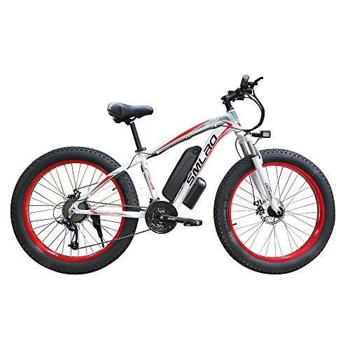 Vélos électriques : WMING Batterie au Lithium Montagne Vélo électrique Vélo 26 Pouces 48V 15AH 350W 21 Speed ​​Gear Trois Modes de Travail, White Red
