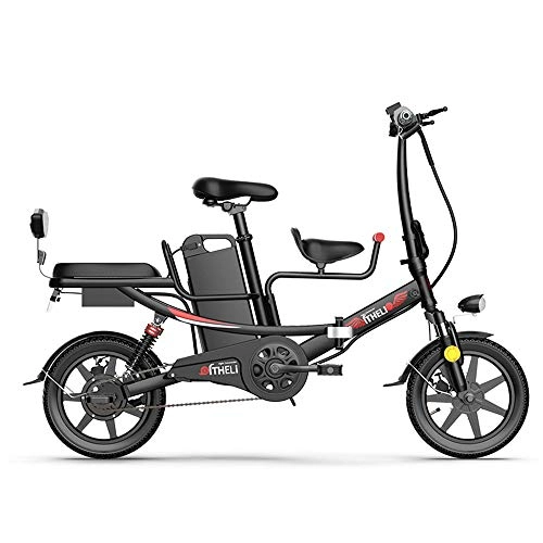Vélos électriques : WOkismx 14 Pouces vélo électrique Batterie au Lithium vélo électrique 48V 400W Pliant vélo électrique Haut en Acier au Carbone Vélo électrique, Noir, 20ah