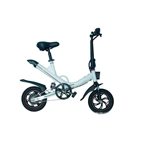 Vélos électriques : Wonzone ddzxc Vélo électrique à batterie Moteur pliable Vélo électrique 30, 5 cm Pneus Vélo adulte Ebike Cadre en alliage d'aluminium (couleur : blanc)