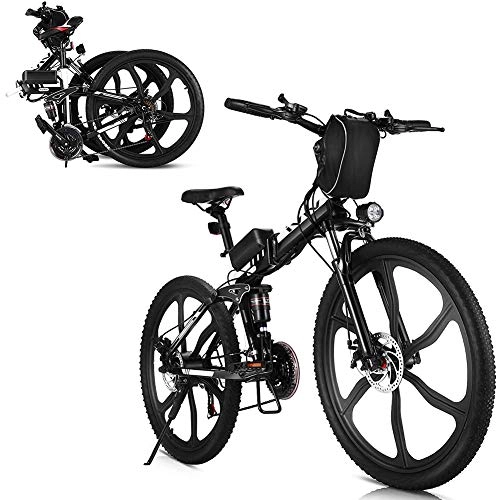 Vélos électriques : WSHA 350W vélos électriques 26 Pouces vélo de Montagne électrique Pliant 48V 10Ah Batterie au Lithium Amovible 21 Vitesses Ville Ebike Cruiser vélo de Banlieue
