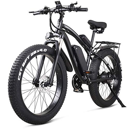 Vélos électriques : WSHA Vélo électrique 1000W Neige vélo électrique VTT, 26 Pouces 4.0 Gros Pneu Ebike 48V 17Ah Batterie au Lithium avec écran LCD Bleu, pour Adultes en Plein air, Noir