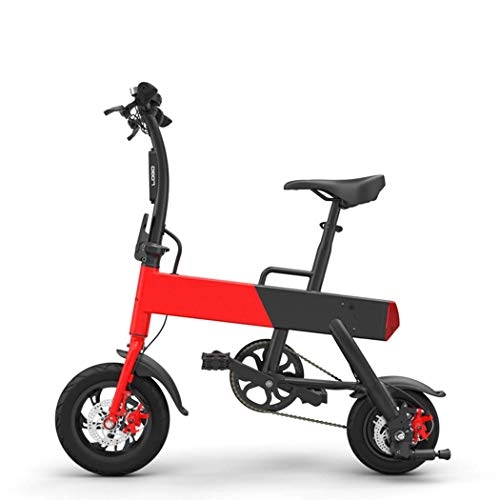 Vélos électriques : Wu's Vlo lectrique Pliant, Batterie Au Lithium-ION, Freins Disque Avant Et Arrire, cran LCD, Roue De 35KM / H, Monobloc, Red