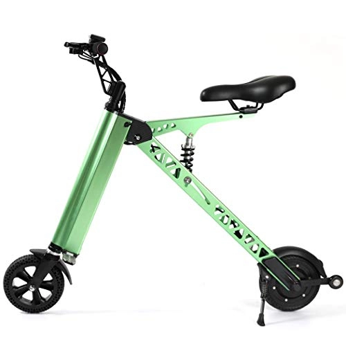 Vélos électriques : Wu's Vlo lectrique Pliant, Batterie Lithium-ION, cran LCD, 20KM / H, Practice De 25~35 Km, Roue Monobloc, Amortisseur, Green